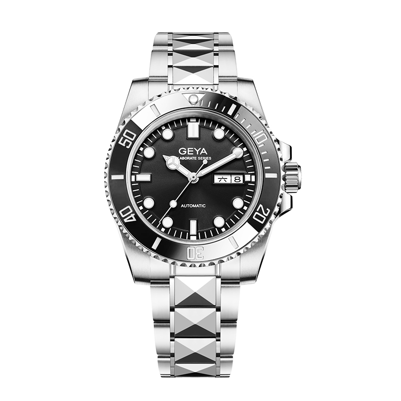 【GEYA 格雅】G78179GW 鏤空 夜光 星期 日期 不鏽鋼 水鬼款 機械錶