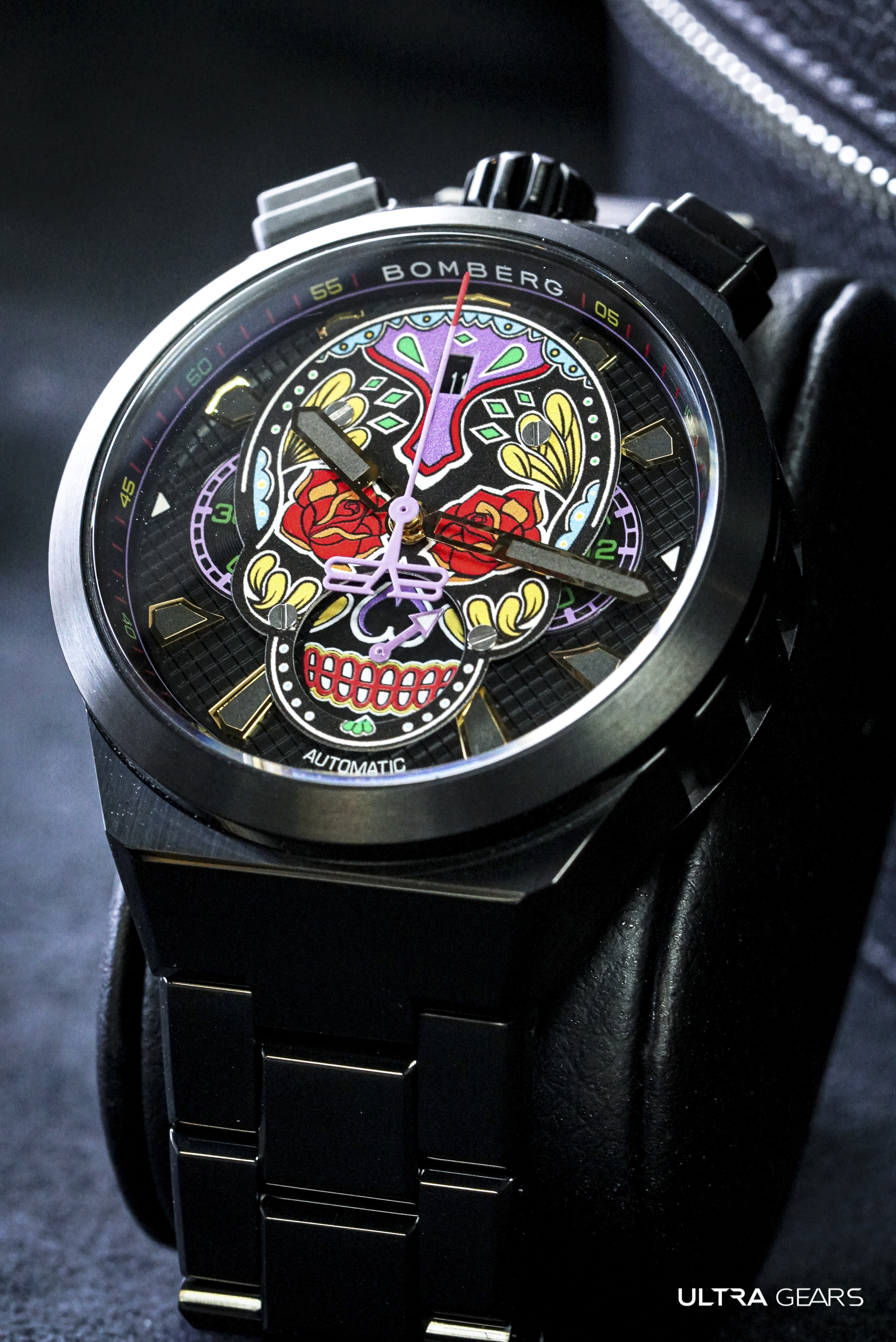 BOLT-68 NEO系列 黑色卡拉維拉機械計時碼錶+骷髏修容套件組