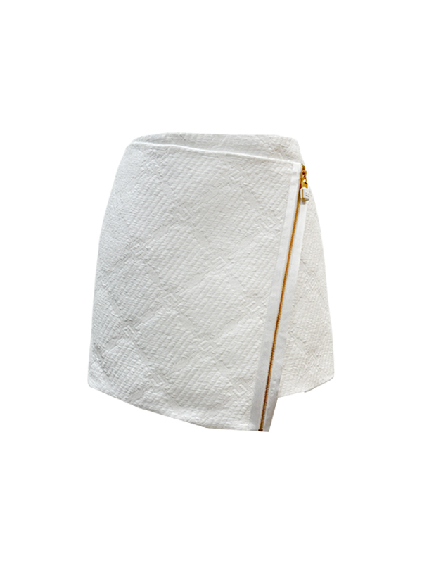 ‍‍Elisabetta Franchi 不對稱拉鍊造型短裙(白)