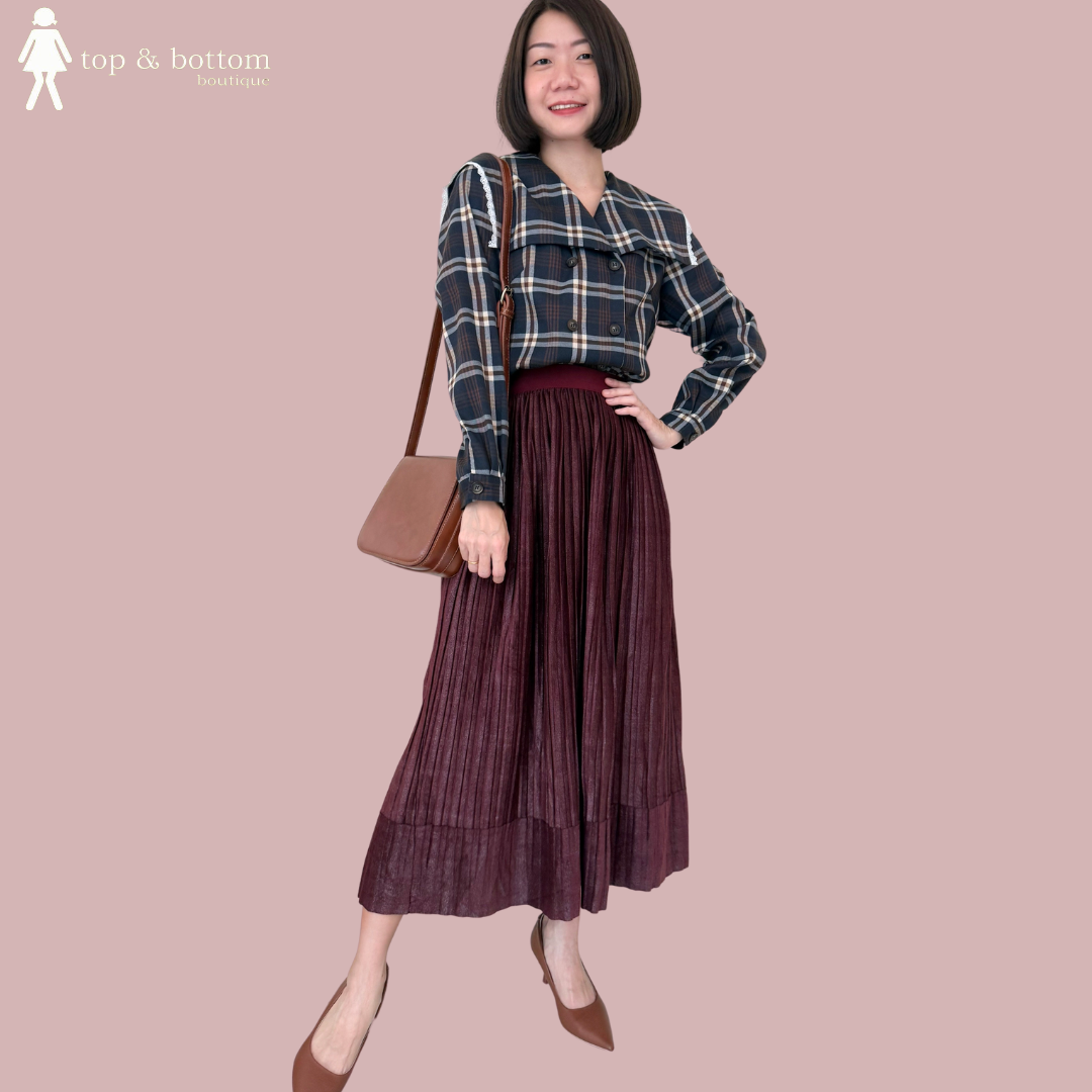 SUEDE PLEATED MIDI SKIRT