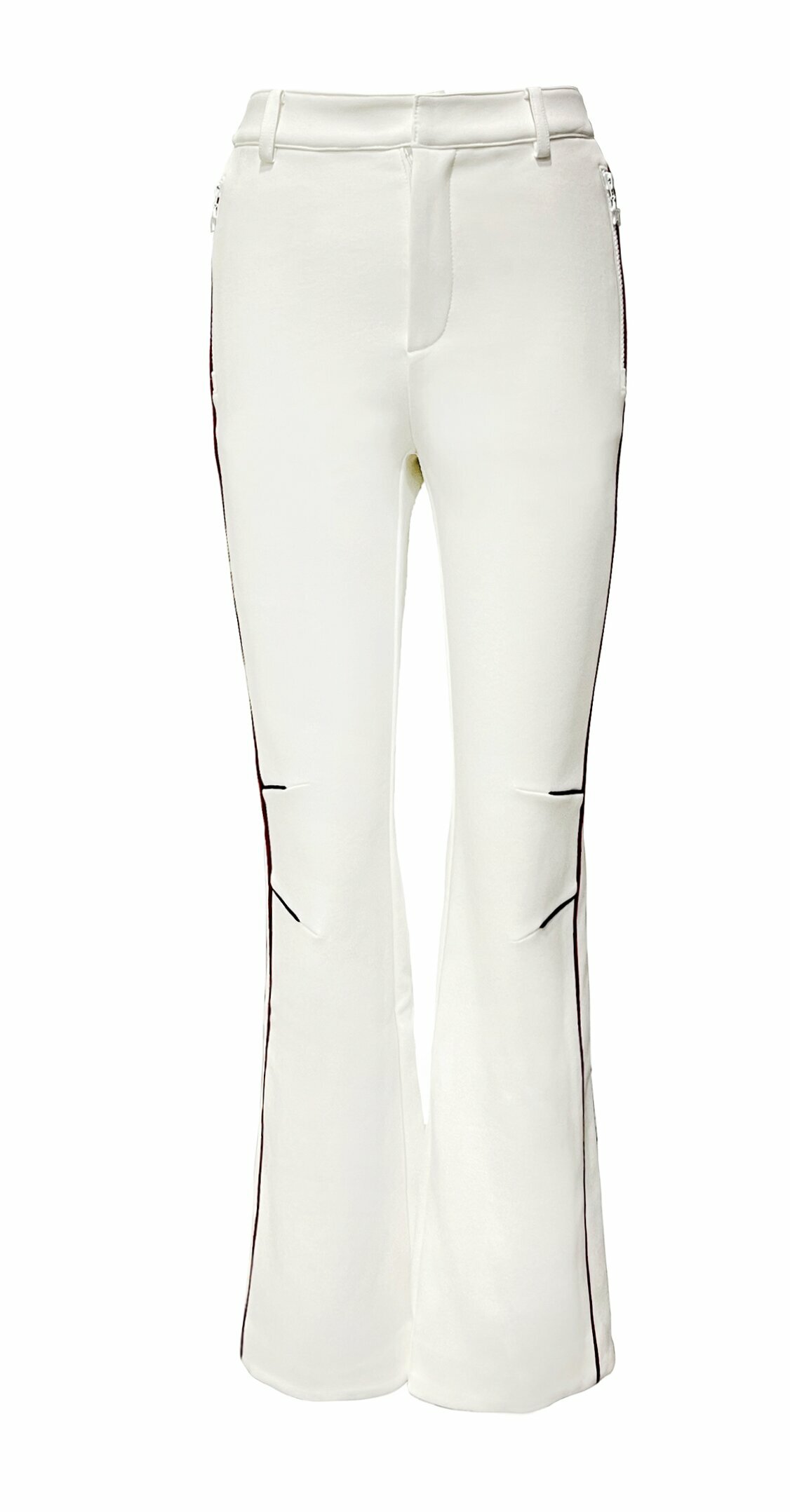 BD15017B1 白霧立體線條切割修身微喇叭褲