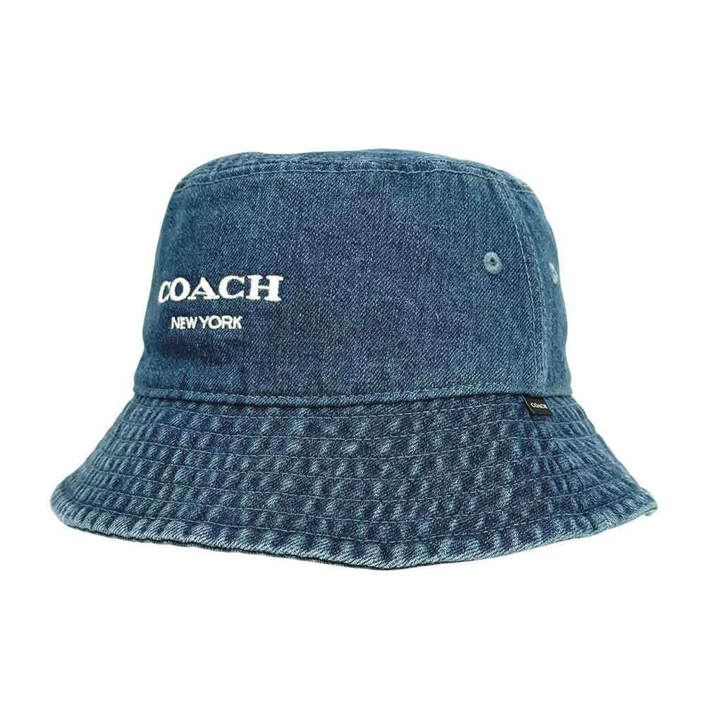 【COACH】白色刺繡棉質牛仔漁夫帽 XS-S  / M-L (單寧藍)CAA63 DEN