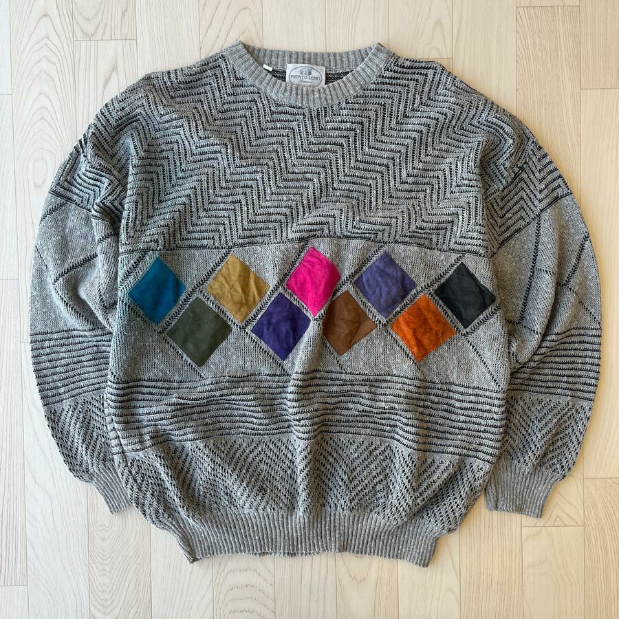 PRONTO UOMO意大利製七彩格紋毛衣