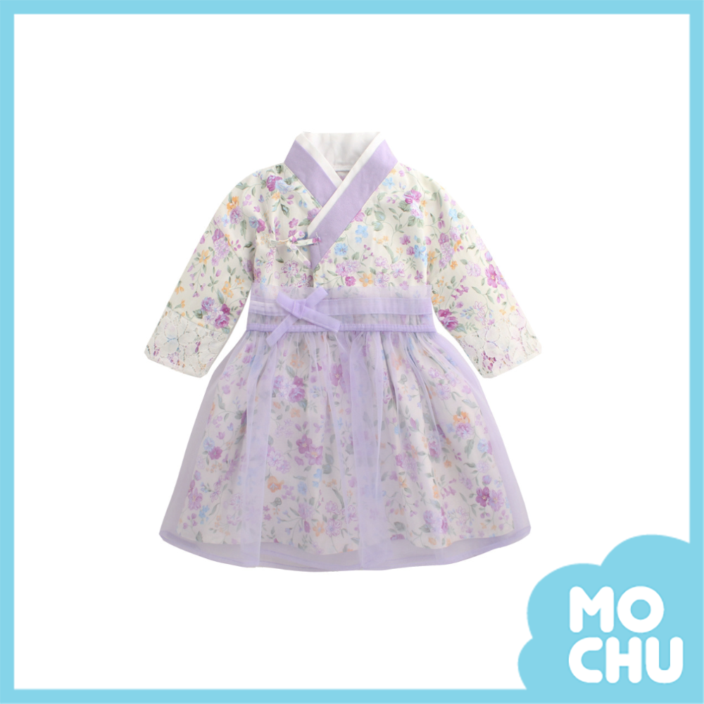 繽紛玫瑰花粉色韓服洋裝(兩色)