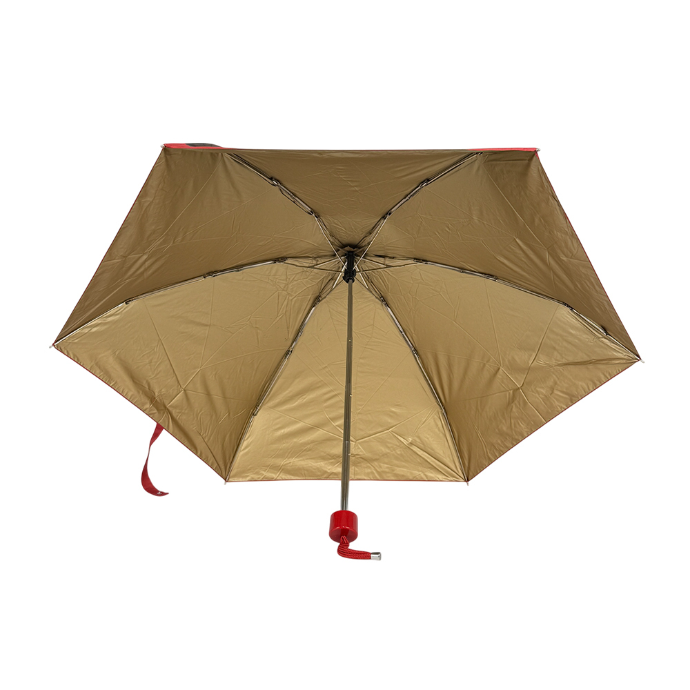 【COACH】CC Logo 滿版標誌環保材質迷你雨傘(棕色/亮紅色)C4322 SVXKJ