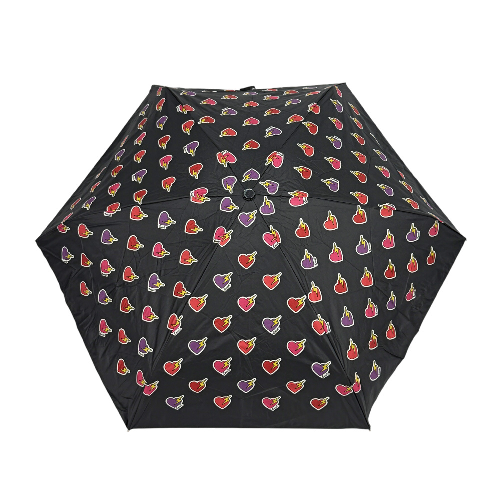 【COACH】閃電愛心圖案尼龍迷你晴雨兩用傘(黑色)