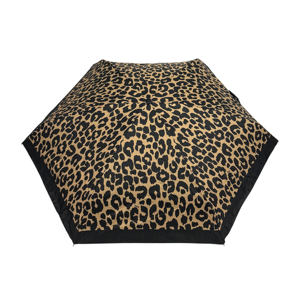 【COACH】豹紋圖案尼龍迷你晴雨兩用傘(黑色)CW558 SVNSM