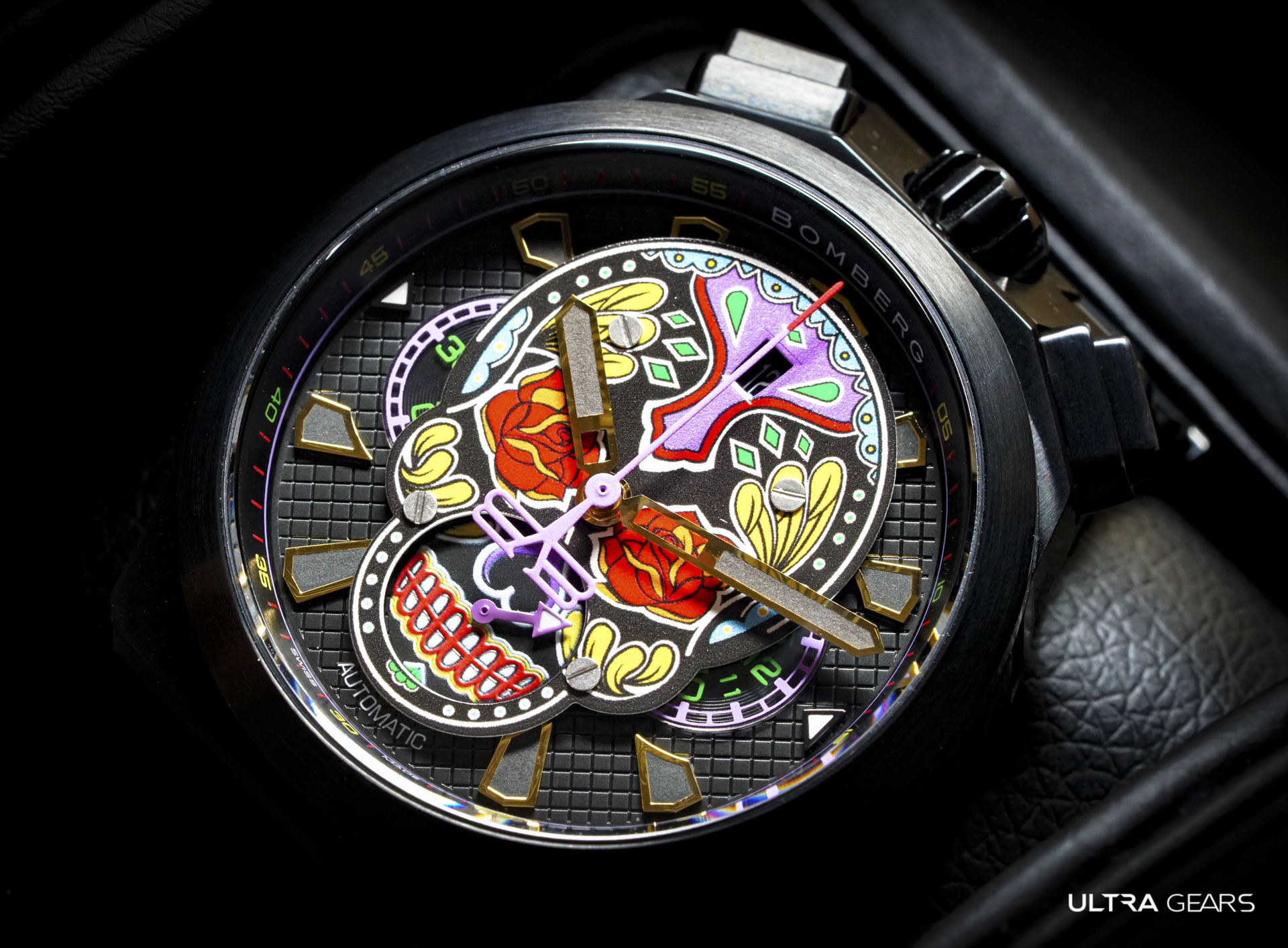 BOLT-68 NEO系列 黑色卡拉維拉機械計時碼錶+骷髏修容套件組