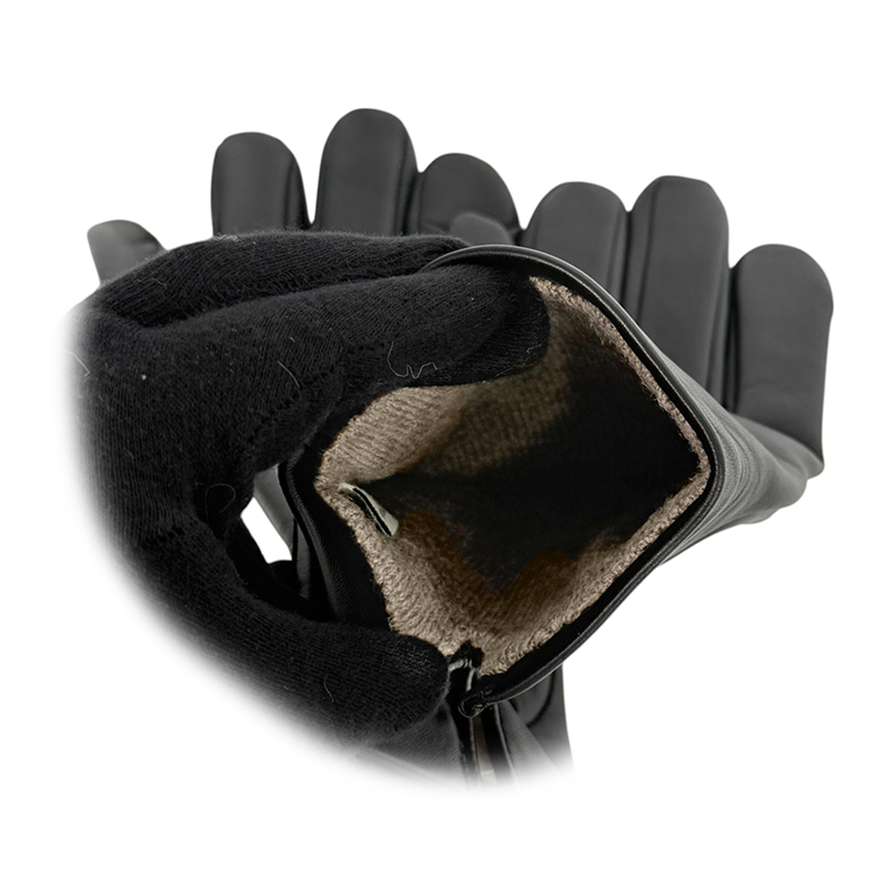 【COACH】男款壓印Logo 皮革智能手套 M / L (黑色)CV863 BLK