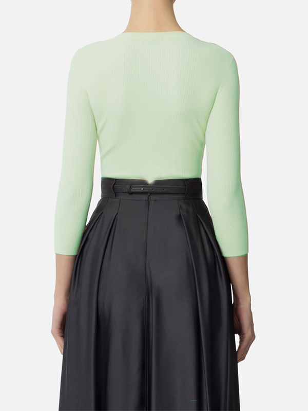 ‍‍Elisabetta Franchi  V領金釦七分袖上衣(薄荷綠)