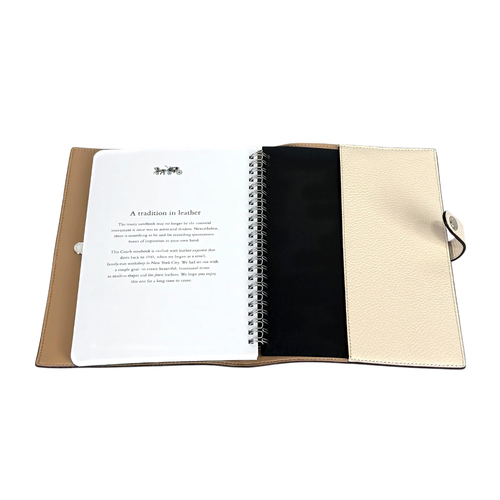 【COACH】火箭圖案荔枝皮革筆記本/記事本(白色)CW546 SVCAH