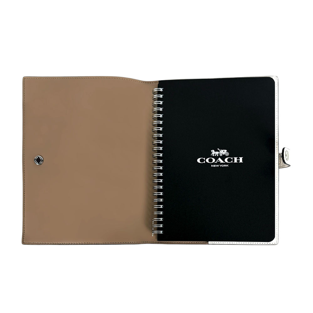 【COACH】火箭圖案荔枝皮革筆記本/記事本(白色)CW546 SVCAH