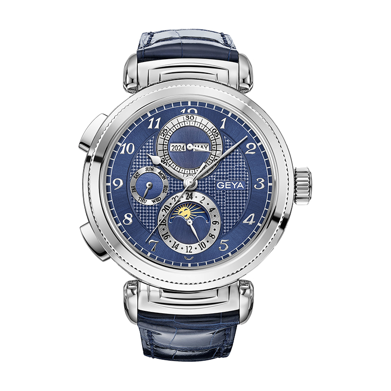 【GEYA格雅】G78173GWB/G78173GWK 三眼 夜光錶蓋 日月星辰 動力儲存 機械 手錶
