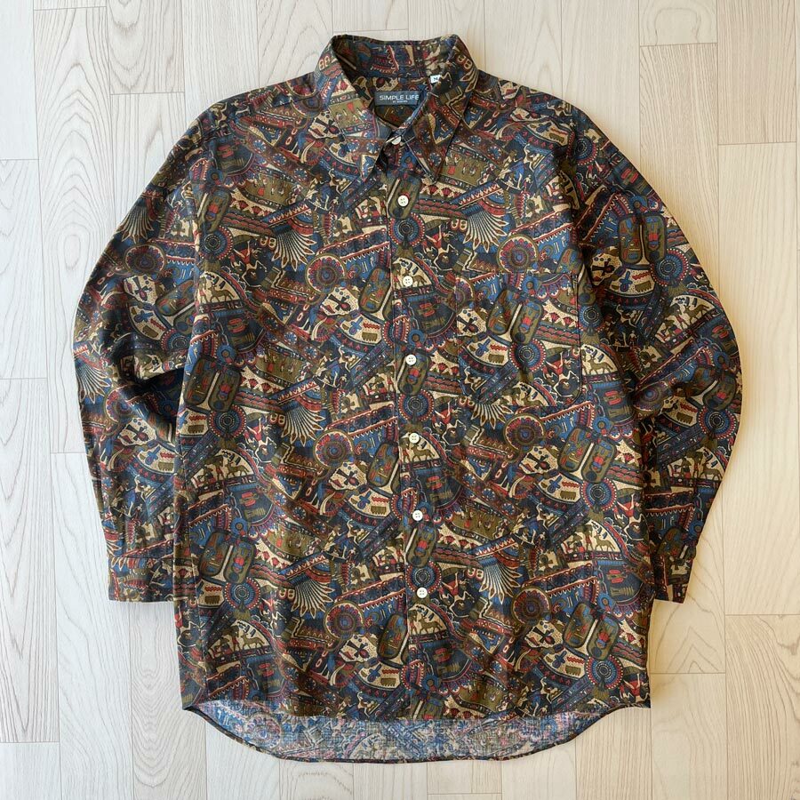 Simple Life 深啡色埃及圖案長袖上衣