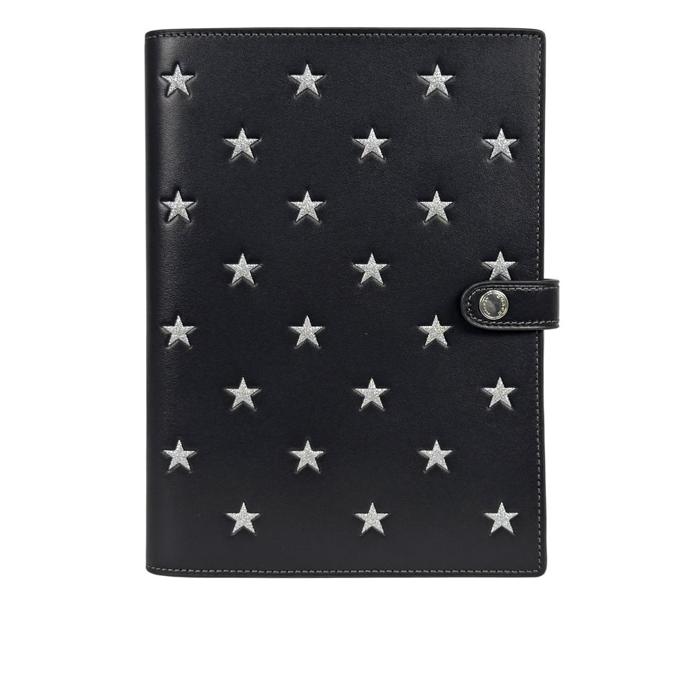 【COACH】銀色星星圖案小牛皮筆記本/記事本(黑色)CW545 SVA47