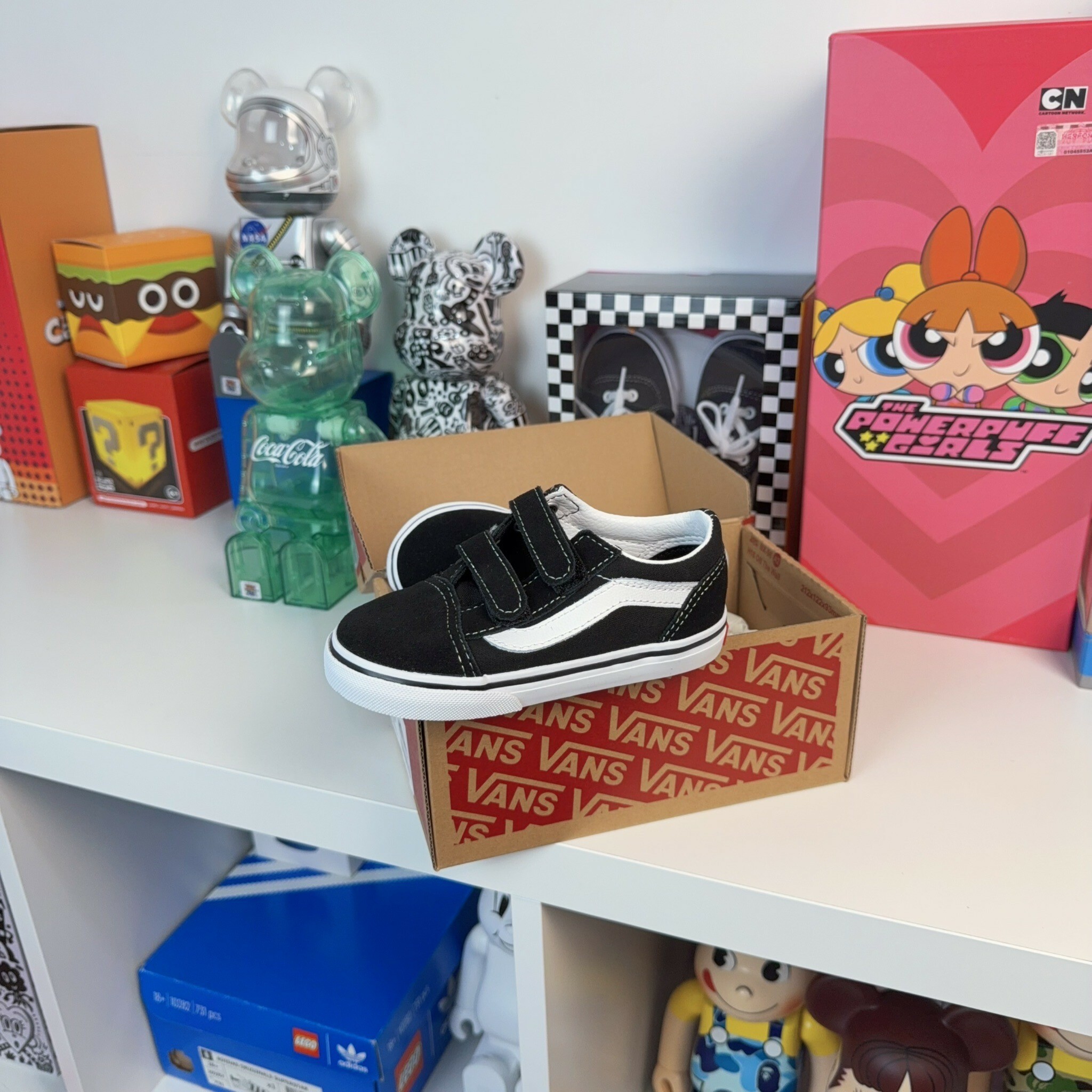 Vans Old Skool V 黑色 魔鬼氈 好穿脫 小童 童鞋 VN000D3YBLK