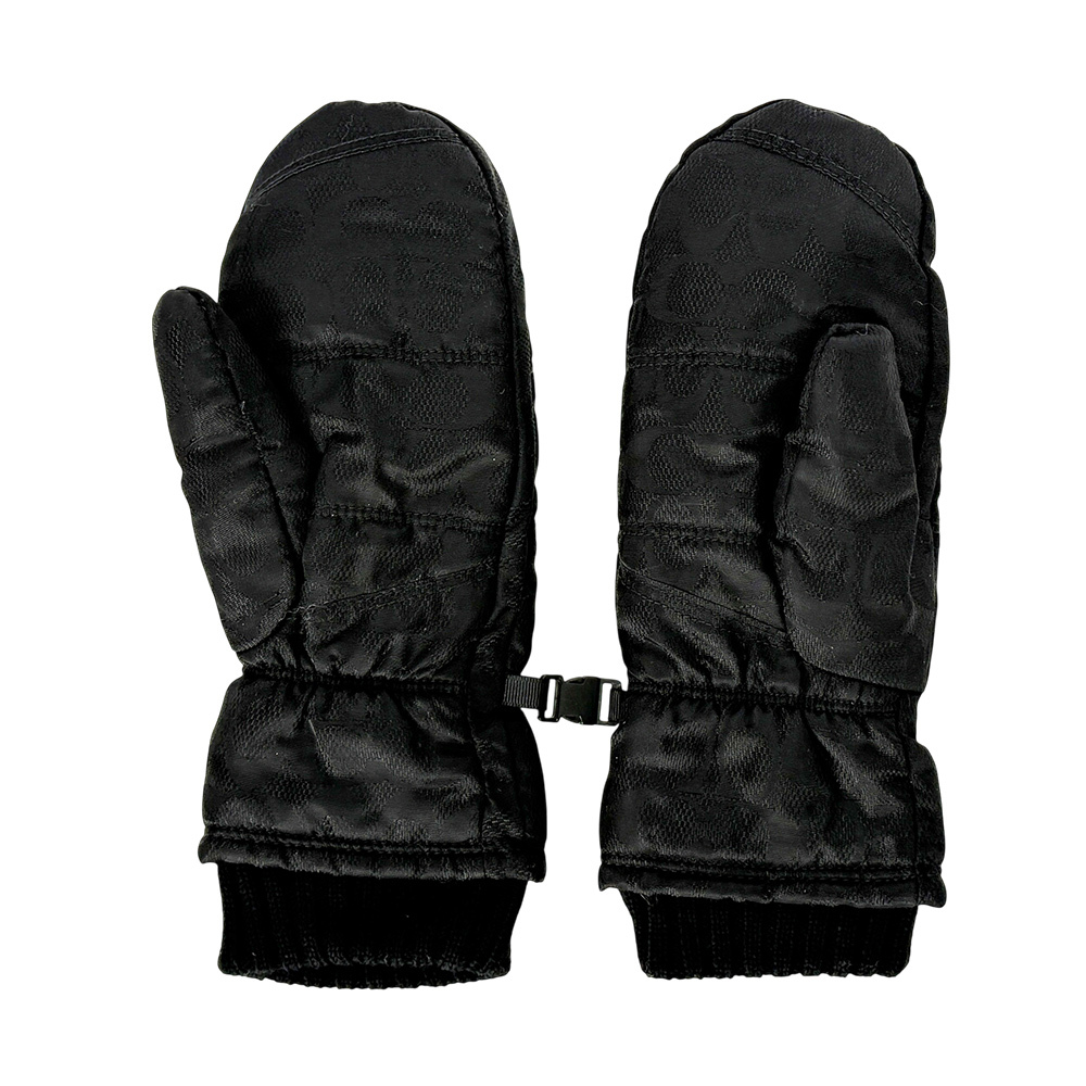 【COACH】Signature Puffer 尼龍澎澎手套 S/M(黑色)CW762 BLK