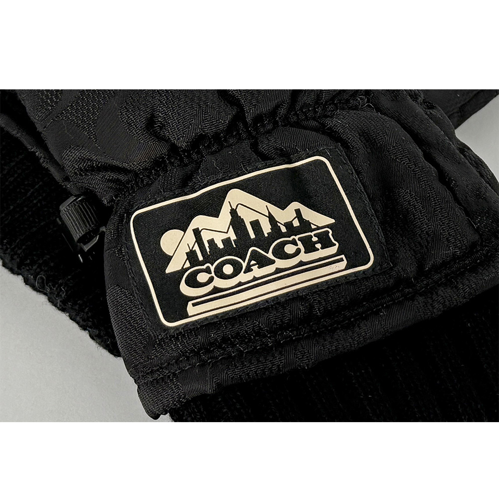 【COACH】Signature Puffer 尼龍澎澎手套 S/M(黑色)CW762 BLK