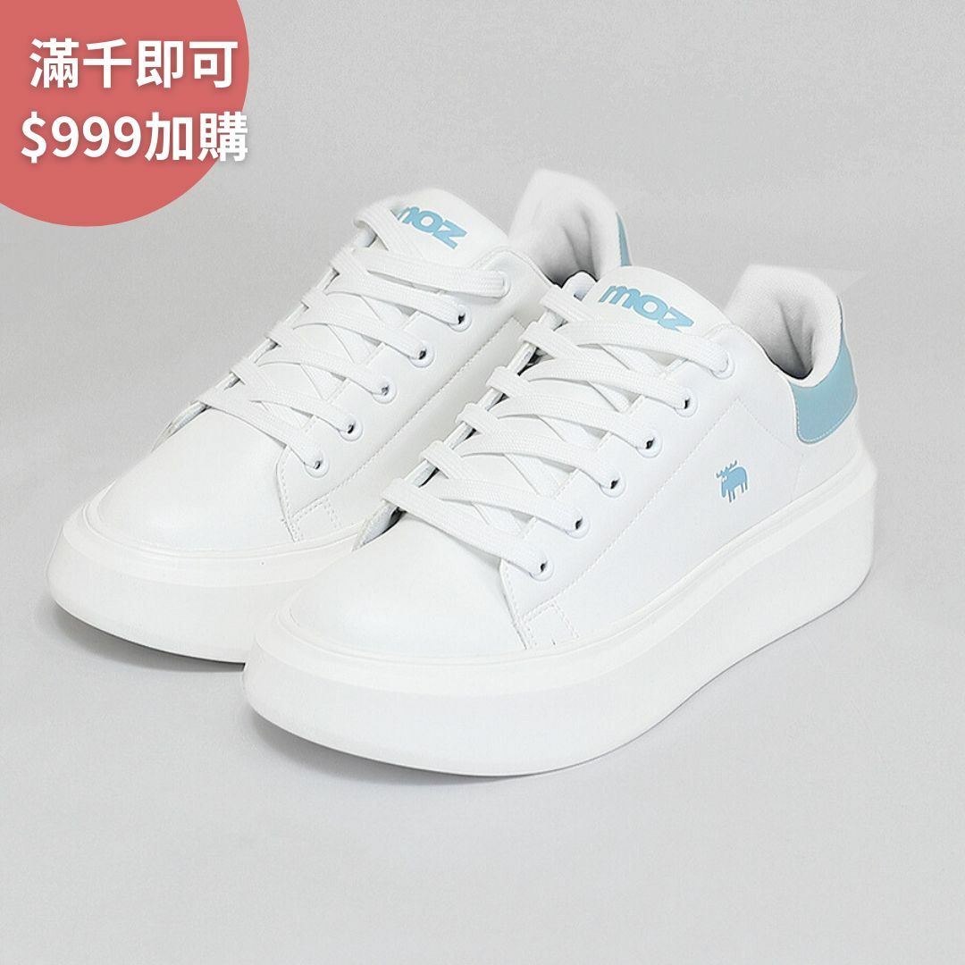 moz瑞典駝鹿白小胖舒適皮質增高厚底鞋(北卡藍)