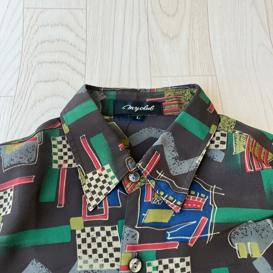 My Club 深啡色藝術圖案長袖花恤