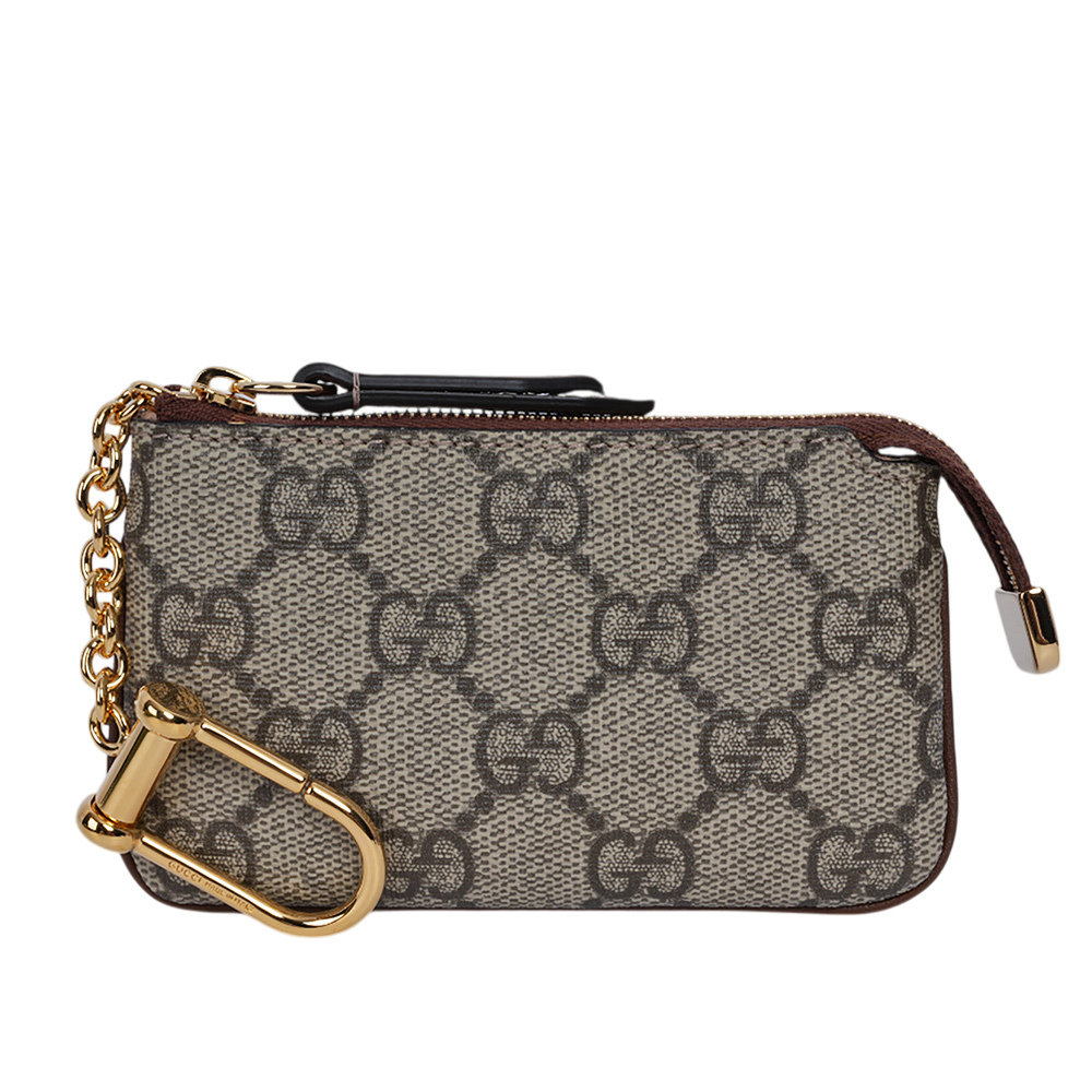 【GUCCI】GG Supreme 塗層帆布拉鍊鑰匙包/零錢包