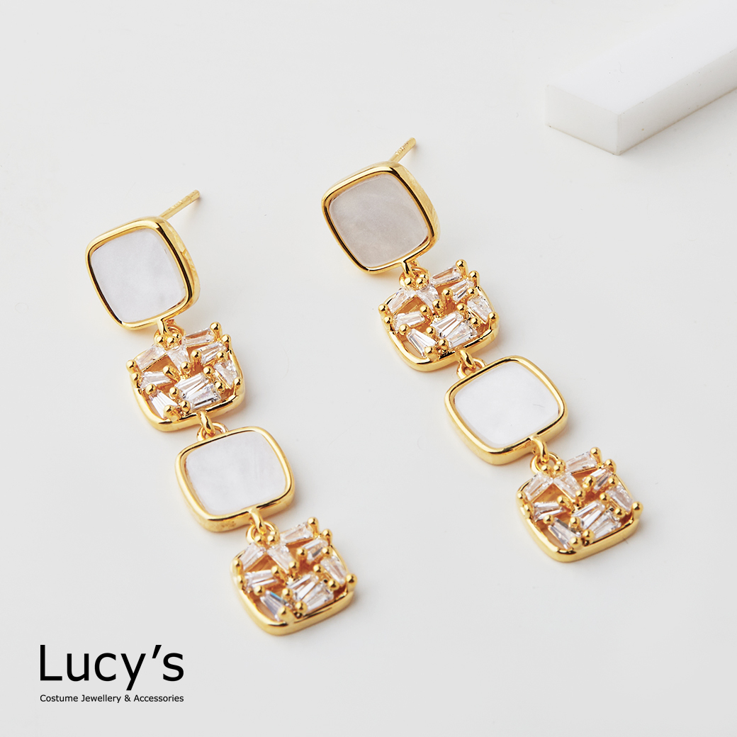 光影方格 耳環 (二色) (120543/120544)