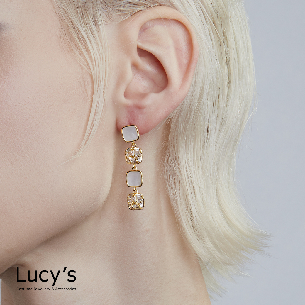 光影方格 耳環 (二色) (120543/120544)