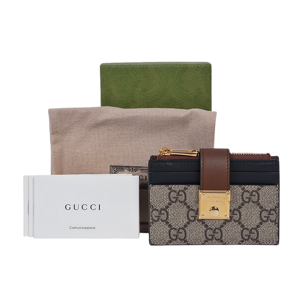 【GUCCI】Padlock 鎖釦設計附證件夾層拉鍊卡夾包/零錢包(烏木色/黑色)779804 KLQIG 8575
