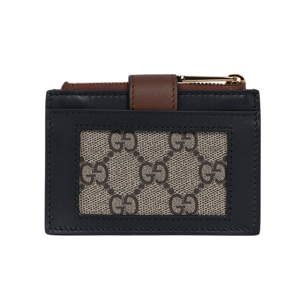 【GUCCI】Padlock 鎖釦設計附證件夾層拉鍊卡夾包/零錢包(烏木色/黑色)779804 KLQIG 8575