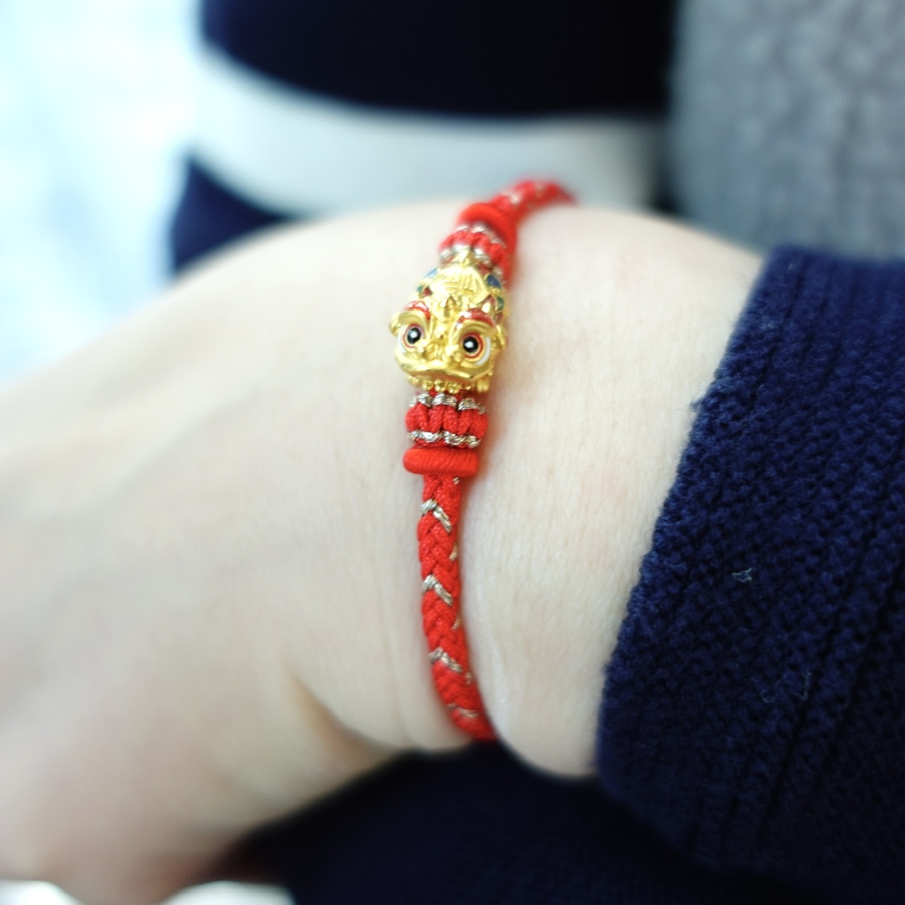 999足金手繪琺瑯系列 - 舞動醒獅編織手繩