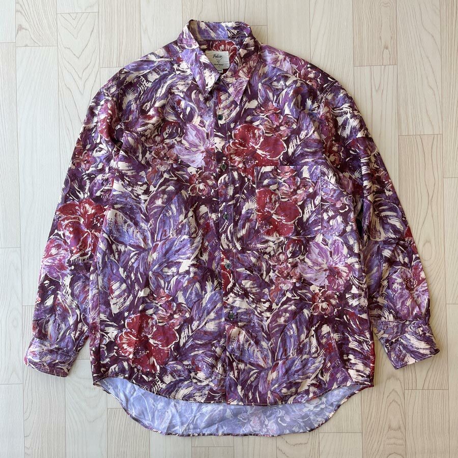 Folco紫紅色長袖古著恤衫