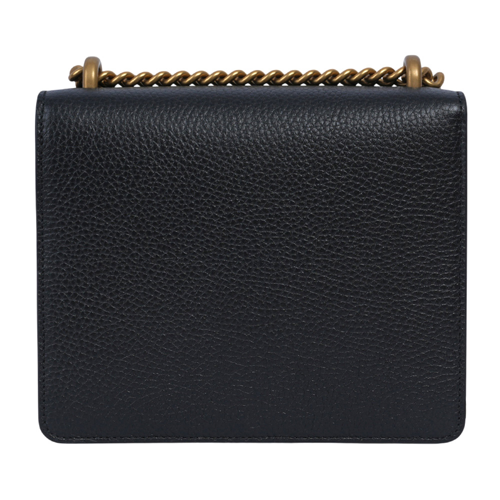 【GUCCI】Marmont 金色標誌粒紋皮革肩背/斜背二用鍊包(黑色)779790 A7M0T 1000