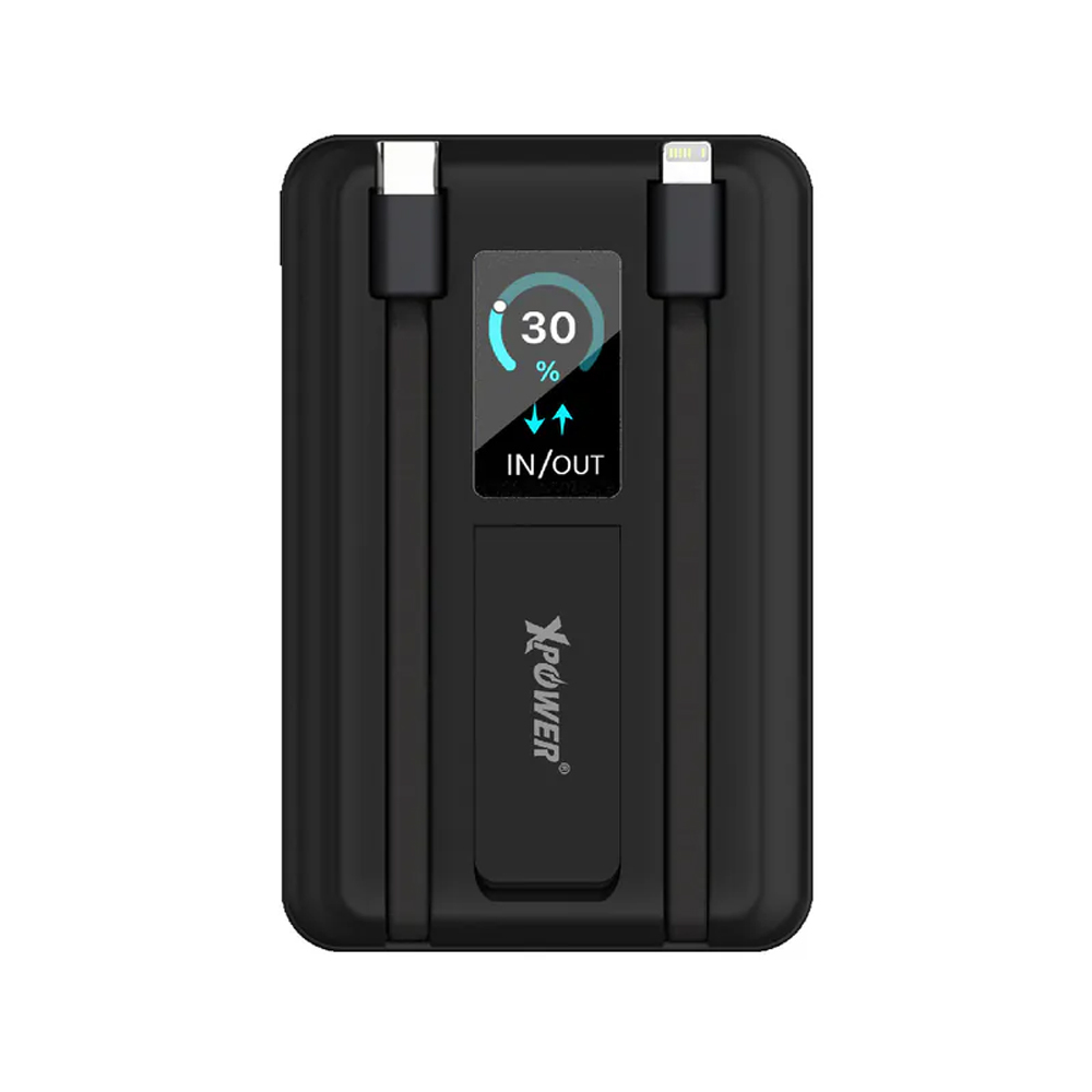 XPower MagSwift 7合1多功能數顯10000mAh Type-C PD/Lightning雙內置線+磁吸PD3.0無線移動電源