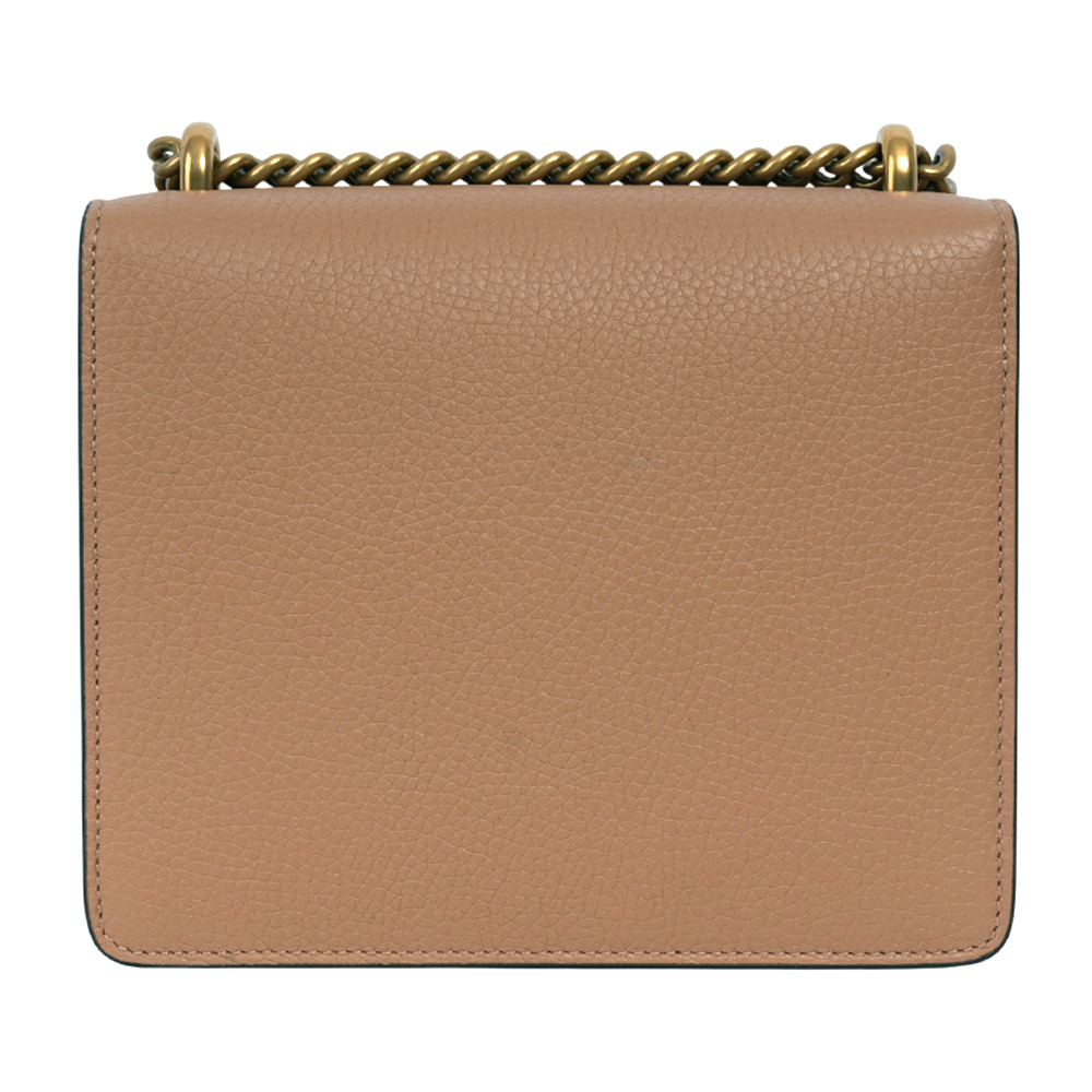 【GUCCI】Marmont 金色標誌粒紋皮革肩背/斜背二用鍊包(裸粉色)779790 A7M0T 2754