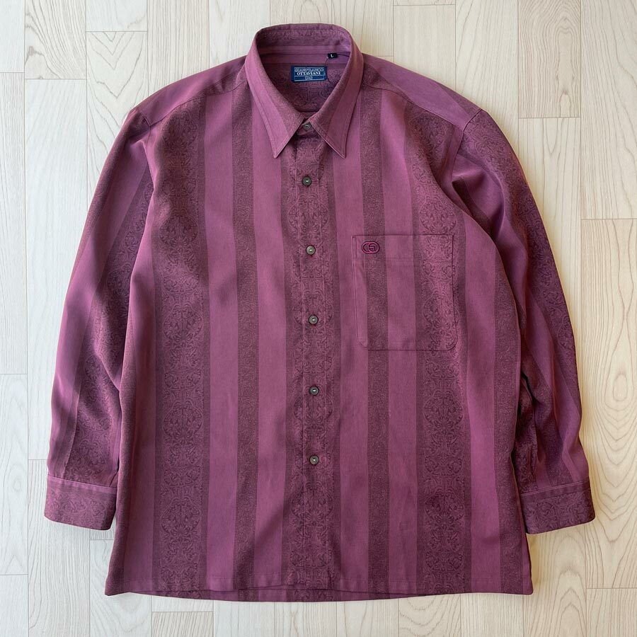 GIANFRANCO OTTAVIANI日本製紫紅色條紋古著恤衫