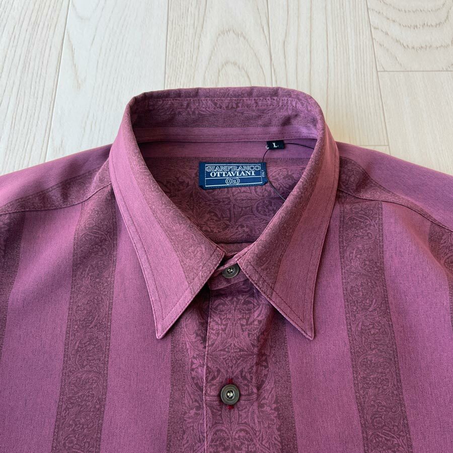 GIANFRANCO OTTAVIANI日本製紫紅色條紋古著恤衫