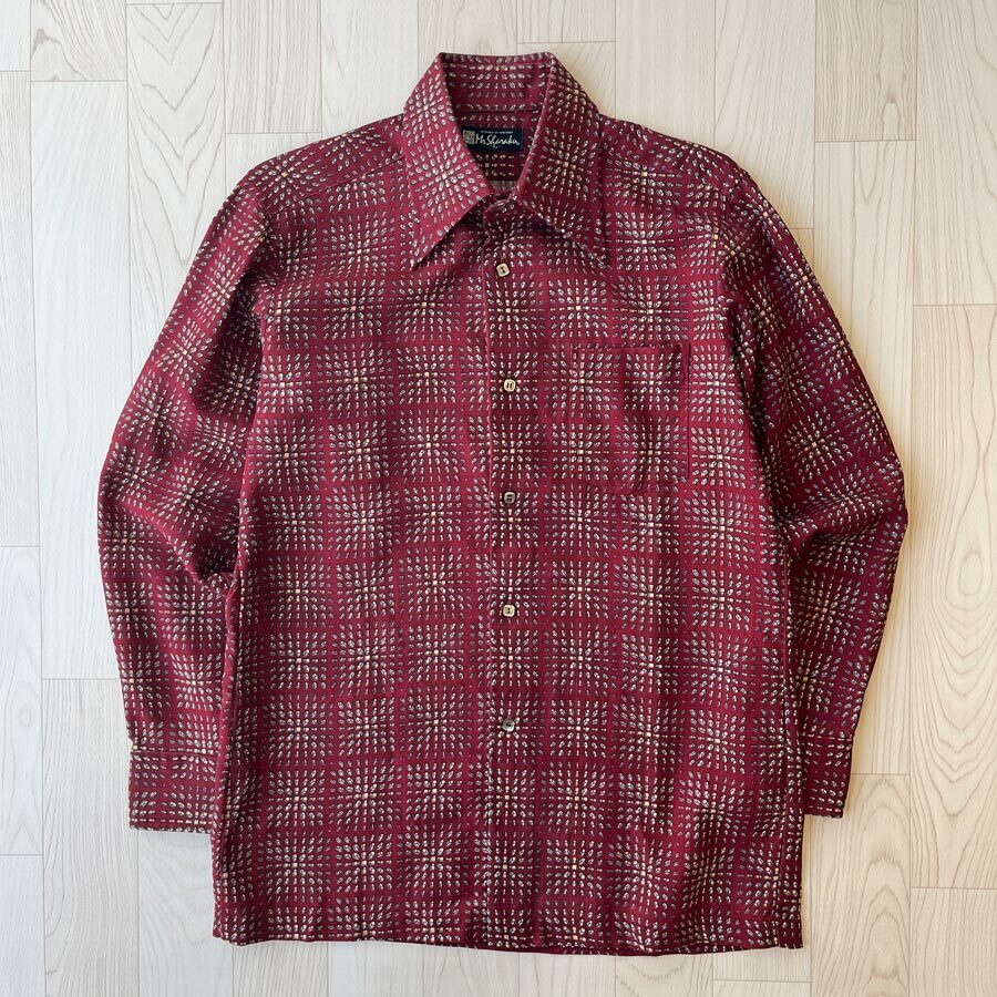 Mr. Sharaku棗紅色煙花藝術圖案長袖恤衫