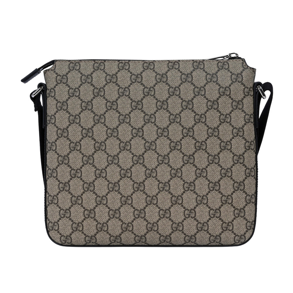【GUCCI】GG Supreme 塗層帆布拉鍊口袋小款郵差包(米色/黑色)779865 K5RLN 9769