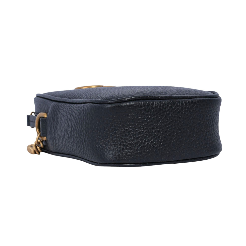 【GUCCI】Marmont 金色粒紋牛皮拉鍊手機包/鍊包(黑色)779806 A7M0T 1000