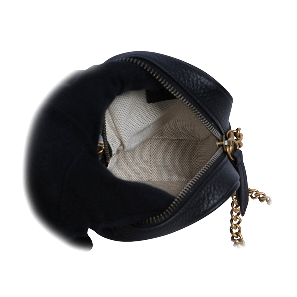 【GUCCI】Marmont 金色粒紋牛皮拉鍊手機包/鍊包(黑色)779806 A7M0T 1000