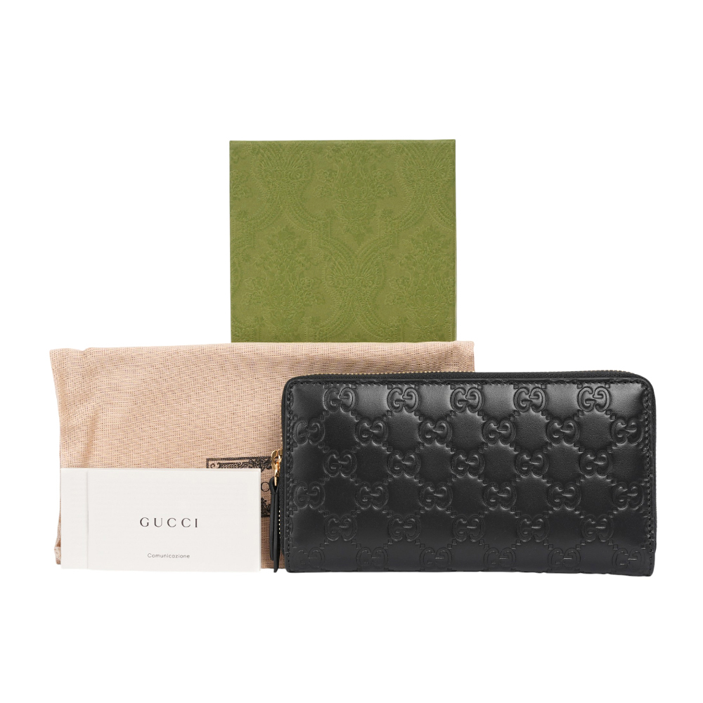 【GUCCI】GG Logo 滿版壓紋牛皮ㄇ形拉鍊長夾(黑色)779786 CWC1G 1000