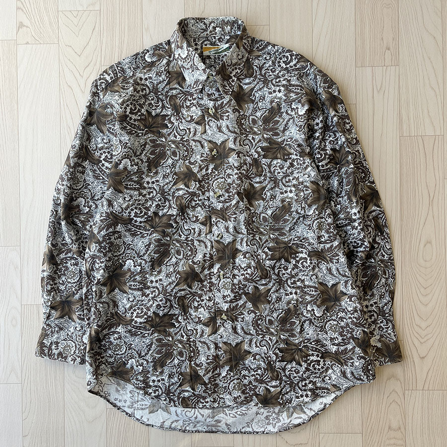 Trying Men 深啡色花紋長袖腰果花圖案襯衣