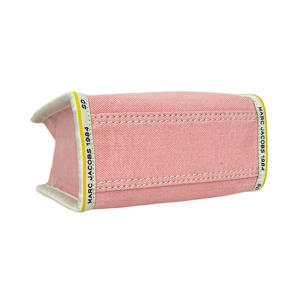 【MARC JACOBS】棉質牛仔布鏈帶肩背/斜背托特包(蝴蝶結粉)2F4HCR016H05 669