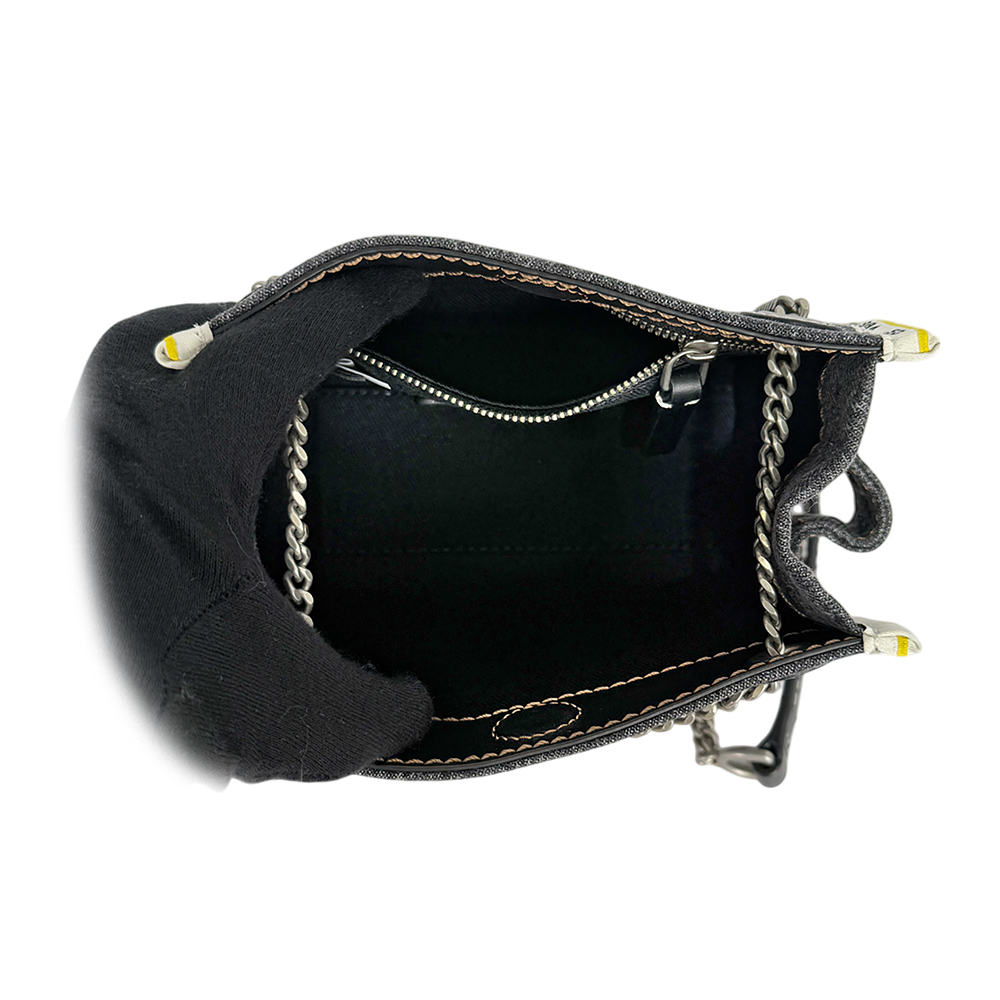 【MARC JACOBS】棉質牛仔布鏈帶肩背/斜背托特包(黑色)2F4HCR016H05 965