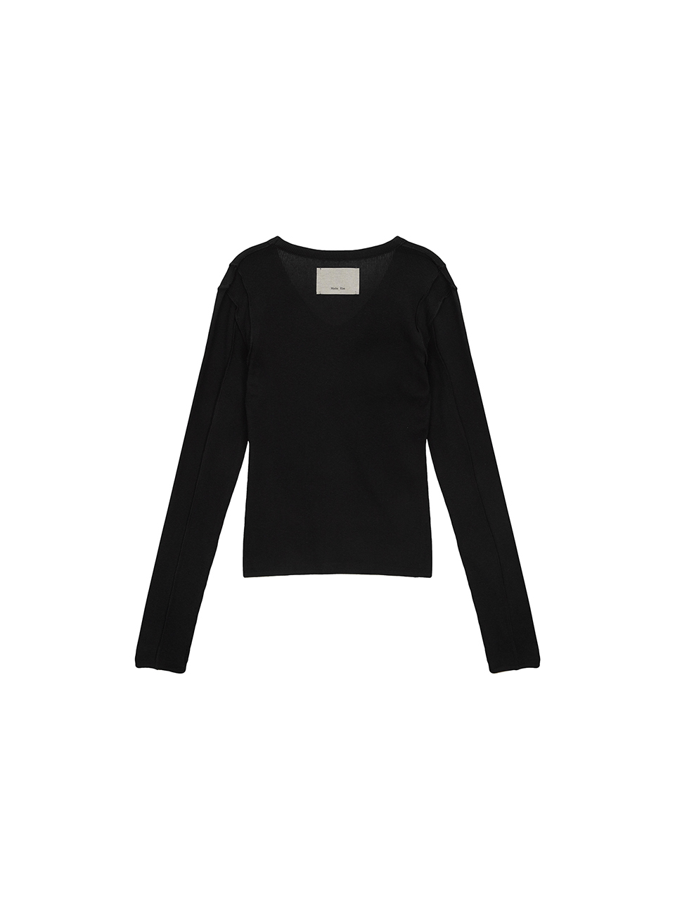 針織v領修身上衣 黑色