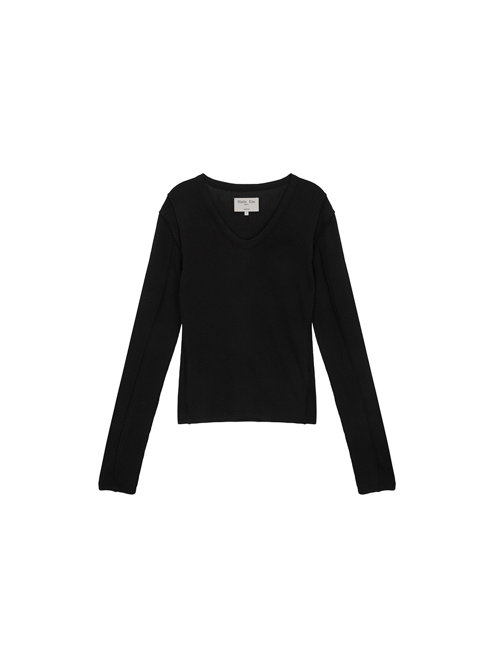 針織v領修身上衣 黑色