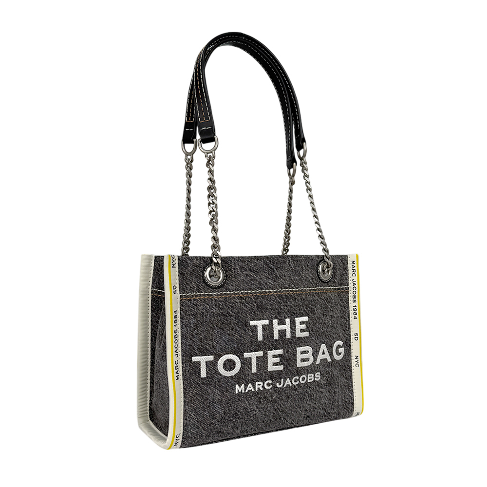 【MARC JACOBS】棉質牛仔布鏈帶小款托特包/肩背包
