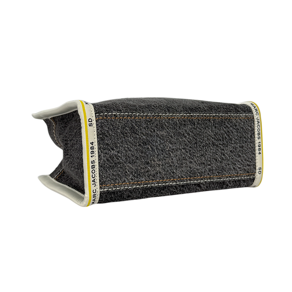 【MARC JACOBS】棉質牛仔布鏈帶小款托特包/肩背包(黑色)2F4HTT029H05 965