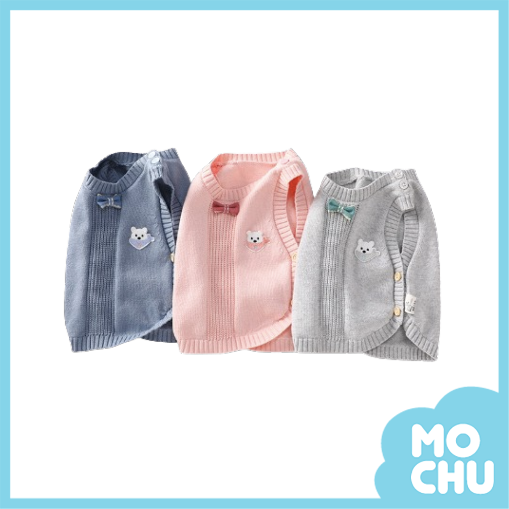 領結熊熊圓弧針織背心(三色)