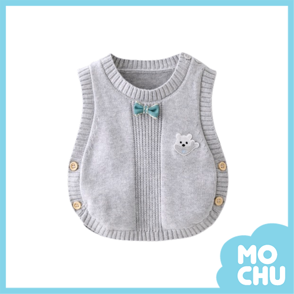 領結熊熊圓弧針織背心(三色)